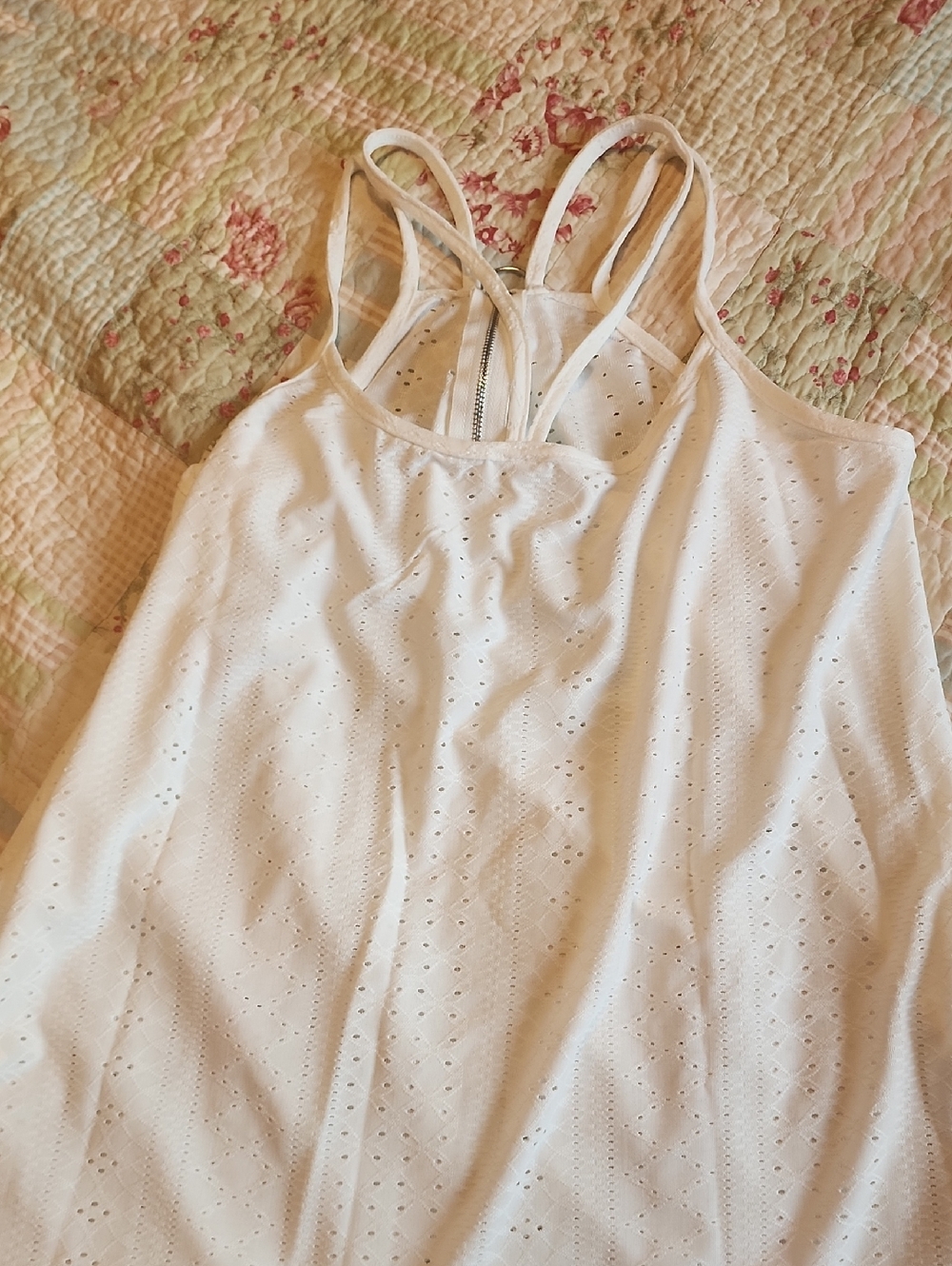 Source Unknown White Eyelet Racerback Tank Top
